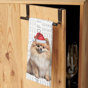 Weihnachtsliebhaber-Feiertags-Pomeranian-Hund Weih Geschirrtuch
