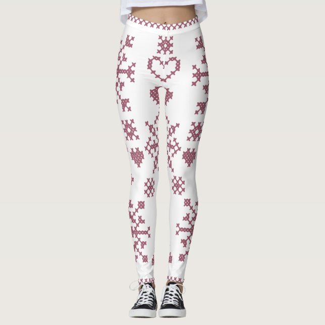 Weihnachtsliebhaber Kreuzmuster Sampler Design Leggings (Vorderseite)