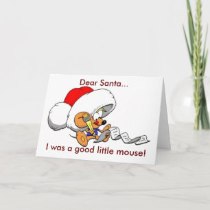 Weihnachtsliebhaber Santa Good Little Mouse Letter Feiertagskarte