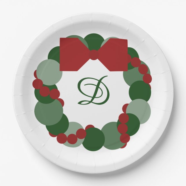 Weihnachtslied mit benutzerdefinierten Monogram-Pa Pappteller (Vorderseite)