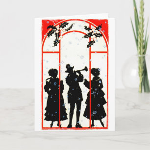 Weihnachtslied Sänger Silhouette 1920 Feiertagskarte