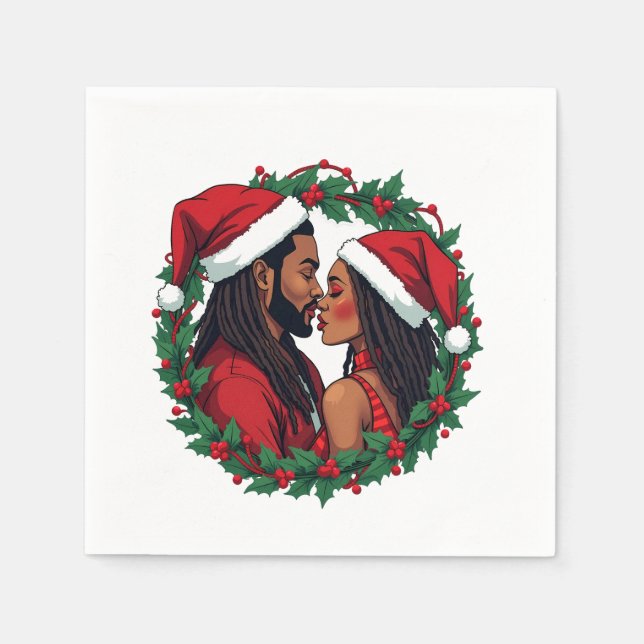 Weihnachtslied - Schwarze Liebe Serviette (Vorderseite)