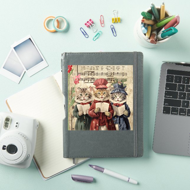 Weihnachtslied singenende Katzen Aufkleber (iPad Hülle)