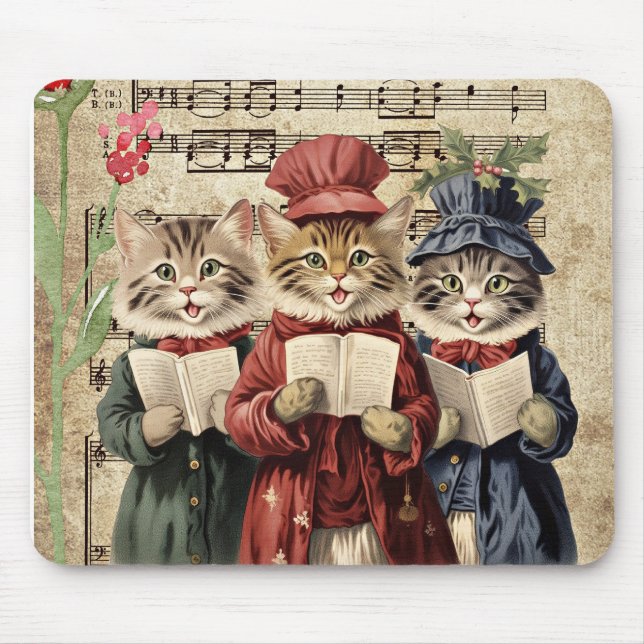 Weihnachtslied singenende Katzen Mousepad (Vorne)