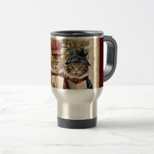 Weihnachtslied singenende Katzen Reisebecher