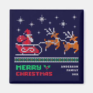 Weihnachtslieder auf dem Navy Blue Frohe Weihnacht Magnet