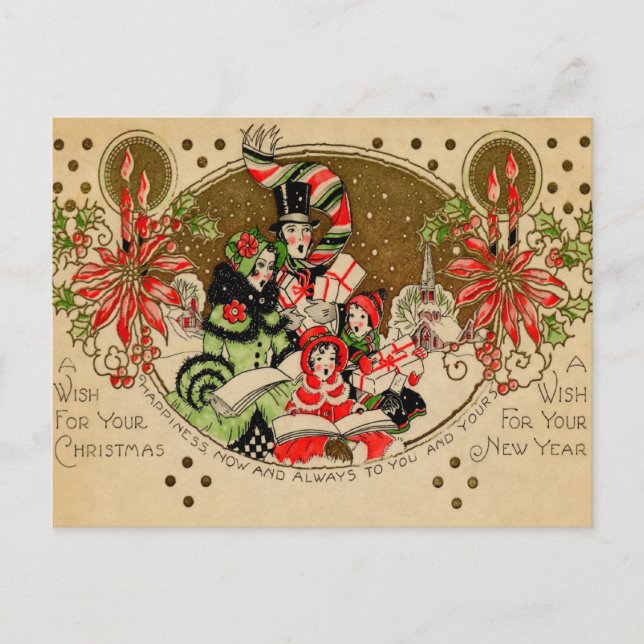 Weihnachtslieder Feiertagspostkarte (Vorderseite)