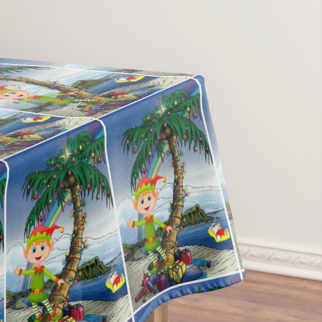 Weihnachtslieder, Frohe Weihnachten, Strand Santa  Tischdecke (Beispiel)