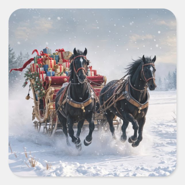 Weihnachtslieder gefüllt mit Geschenken Quadratischer Aufkleber (Vorderseite)