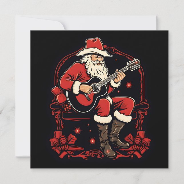 Weihnachtslieder Gitarre Feiertagskarte (Vorderseite)