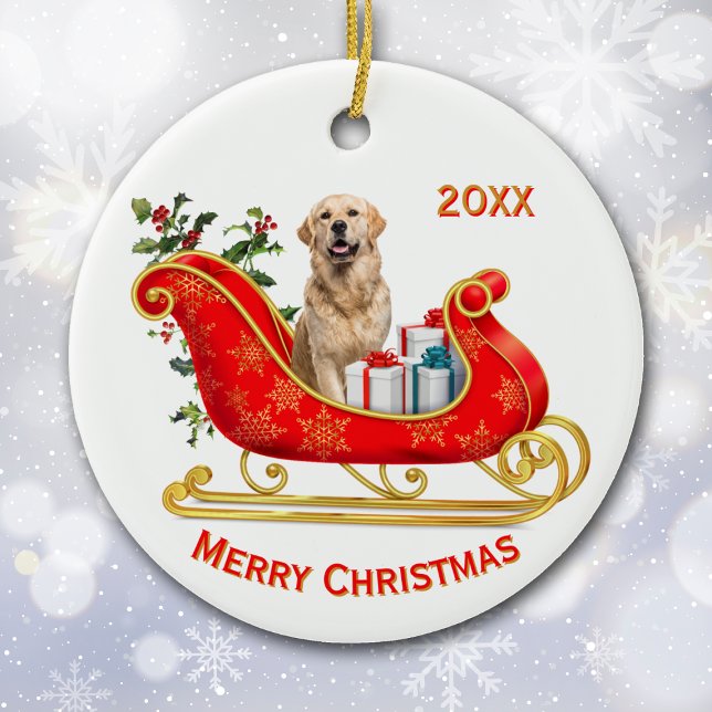Weihnachtslieder Golden Retriever Dog Keramik Ornament (Von Creator hochgeladen)