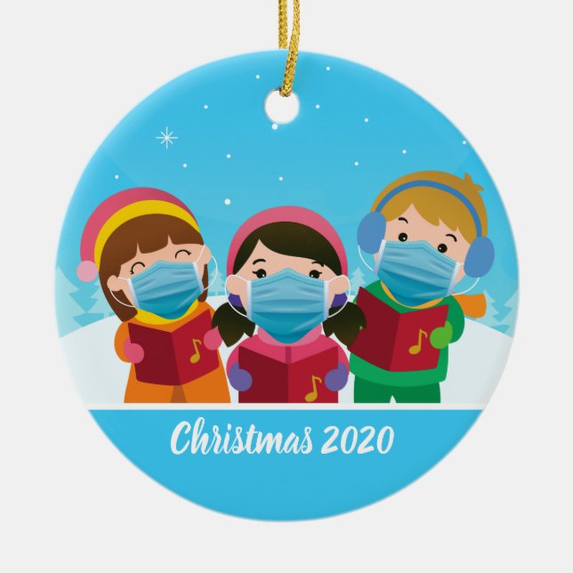 Weihnachtslieder in der Maske Keramik Ornament (Vorne)