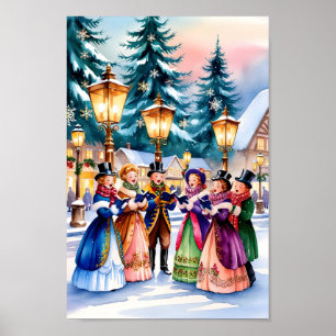 Weihnachtslieder in der Schneemauer Kunstdruckerei Poster