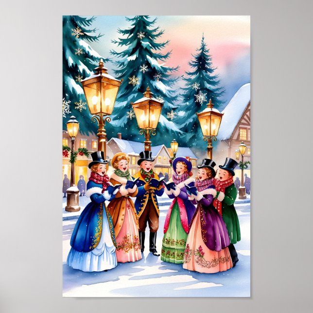 Weihnachtslieder in der Schneemauer Kunstdruckerei Poster (Vorne)