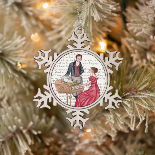 Weihnachtslieder in Pemberley Schneeflocken Zinn-Ornament (Baum)