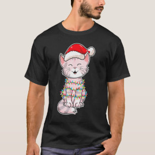 Weihnachtslieder Katze mit Weihnachtsmatte Niedlic T-Shirt