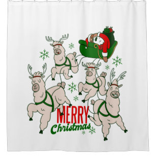 Weihnachtslieder Lamas Duschvorhang