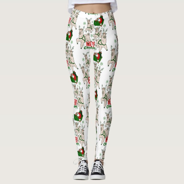 Weihnachtslieder Lamas Leggings (Vorderseite)
