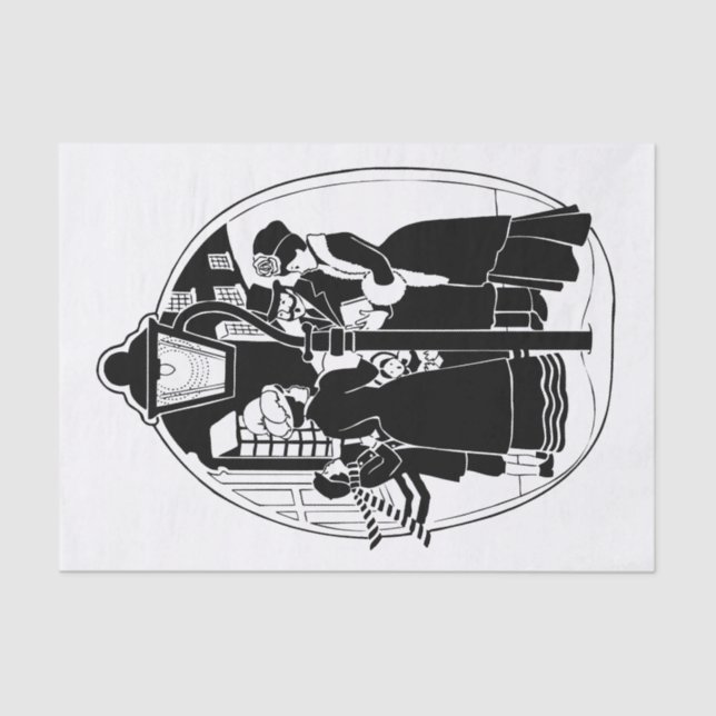 Weihnachtslieder singen Schwarz-weiß Seidenpapier (Vorderseite)