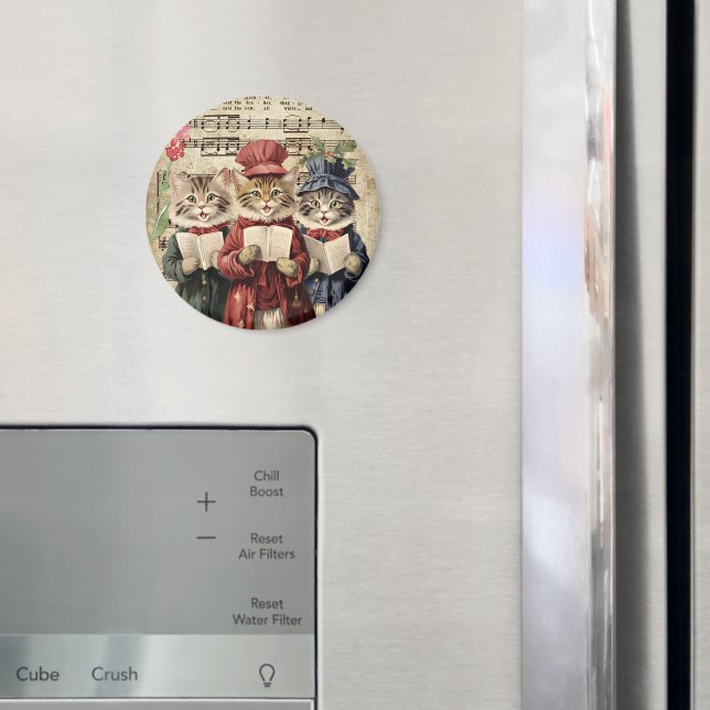 Weihnachtslieder singende Katzen Magnet (In Situ (Kühlschrank))