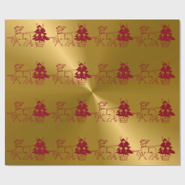 Weihnachtslieder und Bäume drucken Geschenkpapier (Flach)