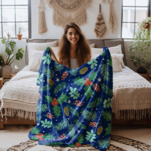 Weihnachtslieder und Kiefernfüße Fleece blan