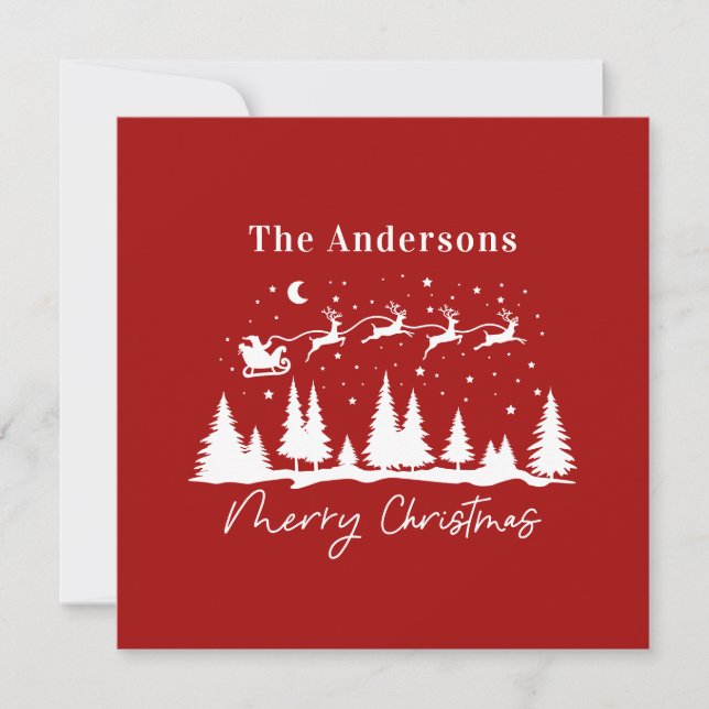 Weihnachtslieder und RentierSchlitten Feiertagskarte (Vorderseite)