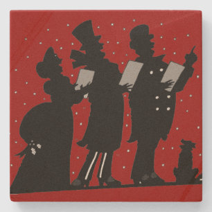 Weihnachtsliedersänger in Silhouette Steinuntersetzer