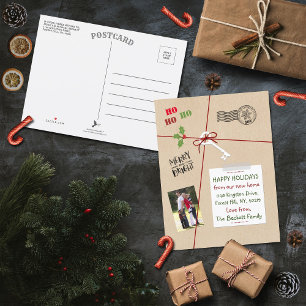 Weihnachtslieferung Neue Zuhause Holiday Moving Ankündigungspostkarte