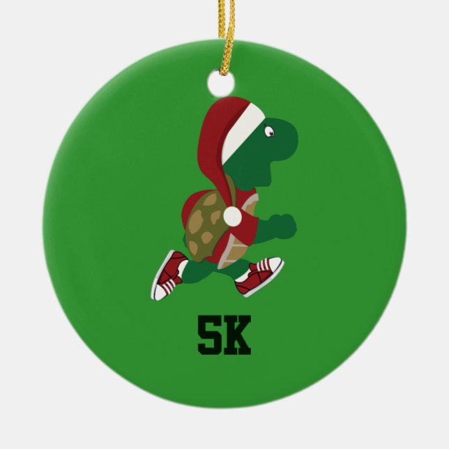 Weihnachtsliegeschildkröte 5K Keramikornament (Vorne)