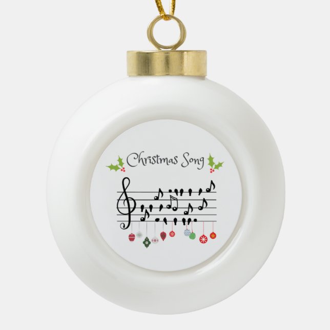 Weihnachtsliegevögel - musikalische Note Keramik Kugel-Ornament (Vorderseite)