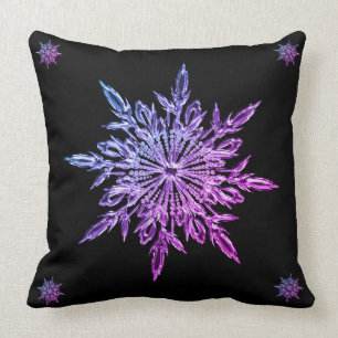 Weihnachtslila schwarzer bling Schneeflocke Kissen