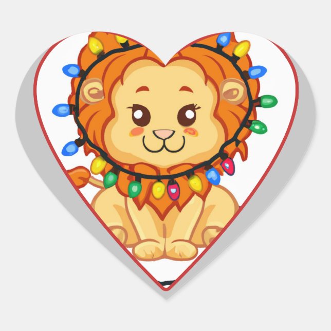 Weihnachtslionenkuchen in Weihnachtslichtern verpa Herz-Aufkleber (Vorderseite)