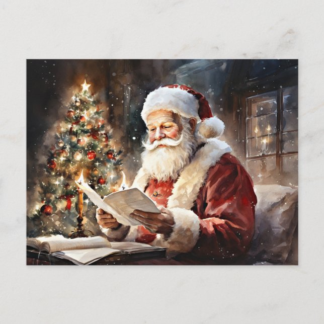 Weihnachtsliste des Weihnachtsmanns Postkarte (Vorderseite)