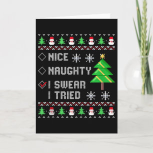 Weihnachtsliste Nett Böse Ich schwöre Ich habe es Karte