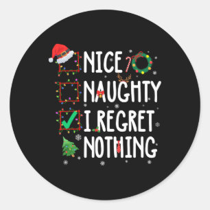 Weihnachtsliste Nice Naughty I Bedret Nothing Funn Runder Aufkleber