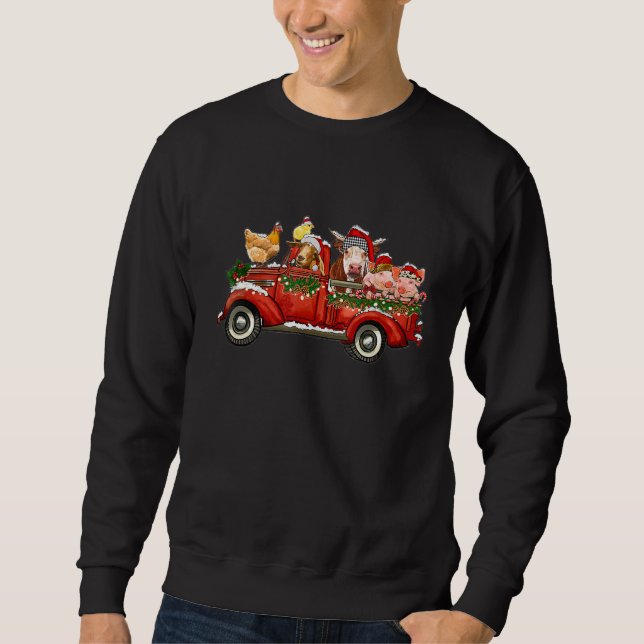 Weihnachtslkw mit Landtieren F Sweatshirt (Vorderseite)