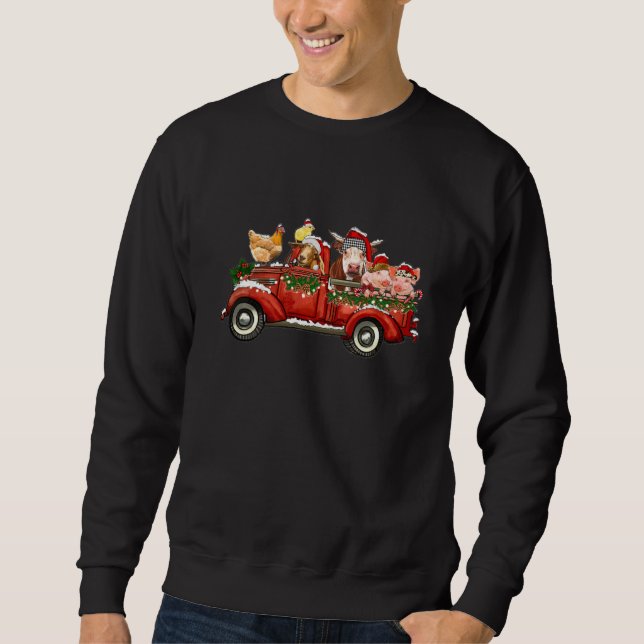Weihnachtslkw mit Landtieren F Sweatshirt (Vorderseite)