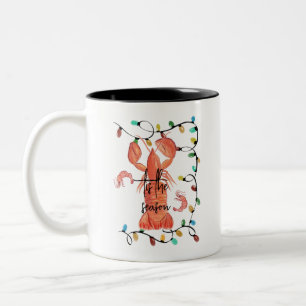 Weihnachtslobster Crawfish Crustacean Wasserfarbe Zweifarbige Tasse