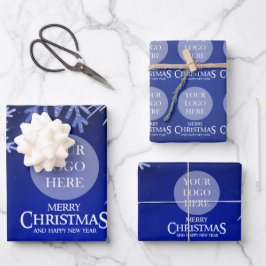 Weihnachtslogo Royal Blue Geschenkpapier Set
