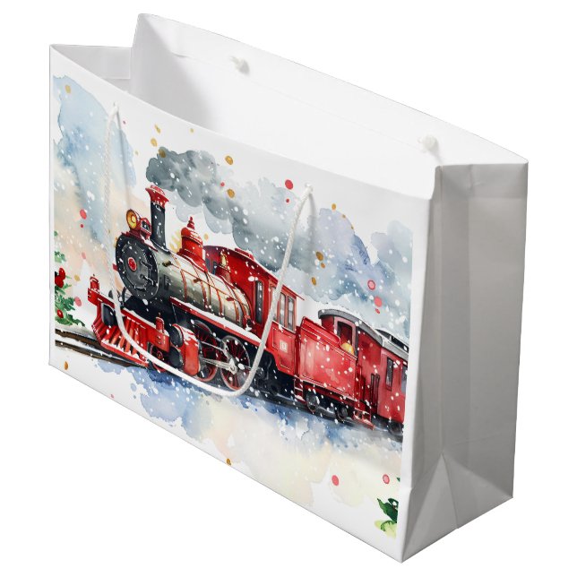 Weihnachtslokomotive Große Geschenktüte (Vorderseite Schrägansicht)