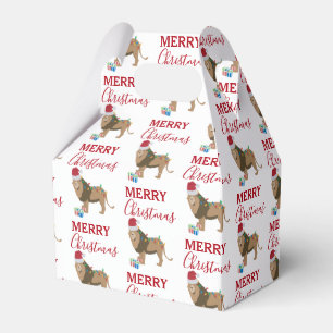 Weihnachtslöwe Lustiges Tier mit Weihnachtsmannmüt Geschenkschachtel