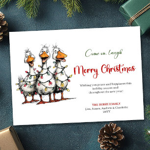 Weihnachtslustige verrückte Gänse Grußkarte Feiertagskarte