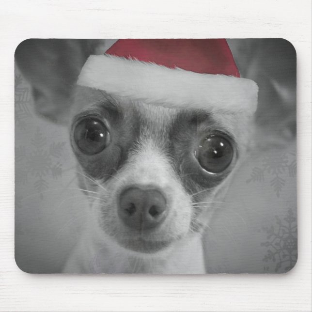 Weihnachtslustiger Chihuahua-Welpe mit Mousepad (Vorne)