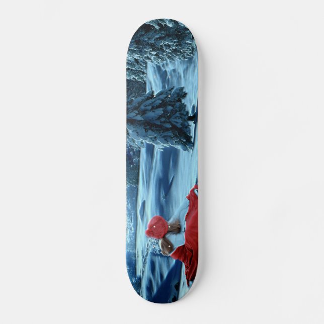 Weihnachtsmädchen auf Schlitten Skateboard (Vorderseite)