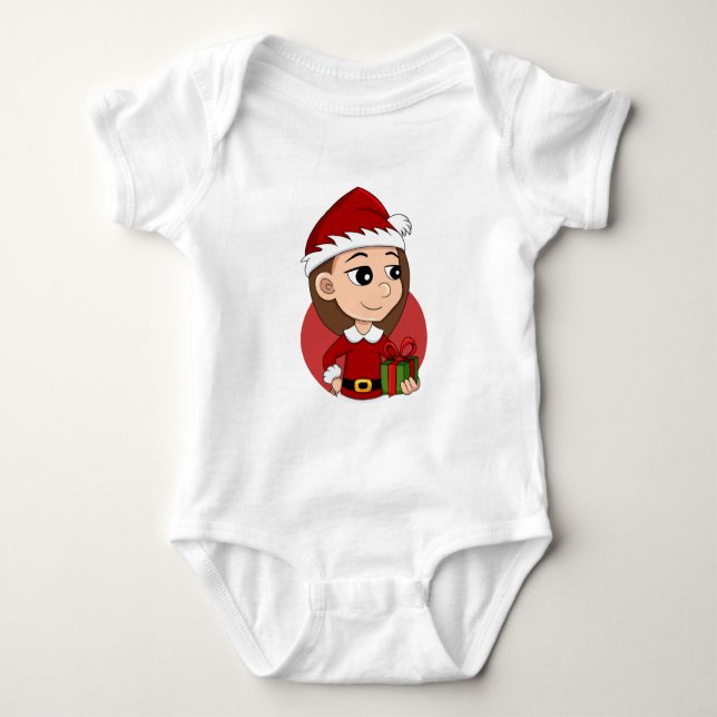 Weihnachtsmädchen-Cartoon Baby Strampler (Vorderseite)