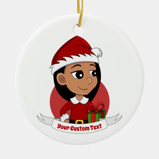 Weihnachtsmädchen Cartoon Keramik Keramik Ornament (Vorne)