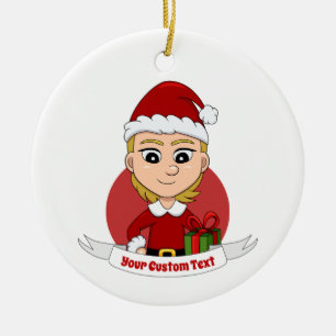 Weihnachtsmädchen Cartoon Keramik Keramik Ornament
