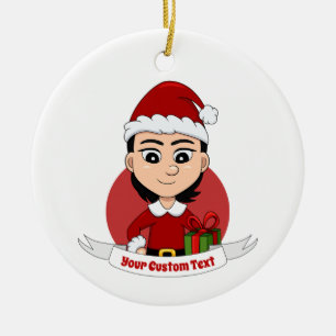 Weihnachtsmädchen Cartoon Keramik Keramik Ornament