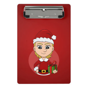 Weihnachtsmädchen Cartoon Miniwand Mini Klemmbrett
